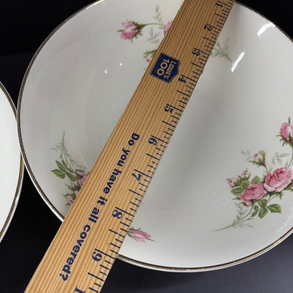 Vintage Royal Wilton Bowls Set Of 2 Pink Rose Floral Pattern 22 KT Gold Trim - Picture 6 of 6
